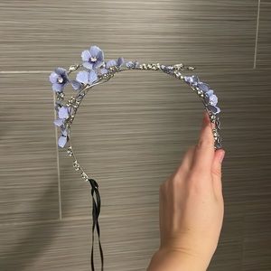 New Blue Purple Zara Floral Headband w small defect